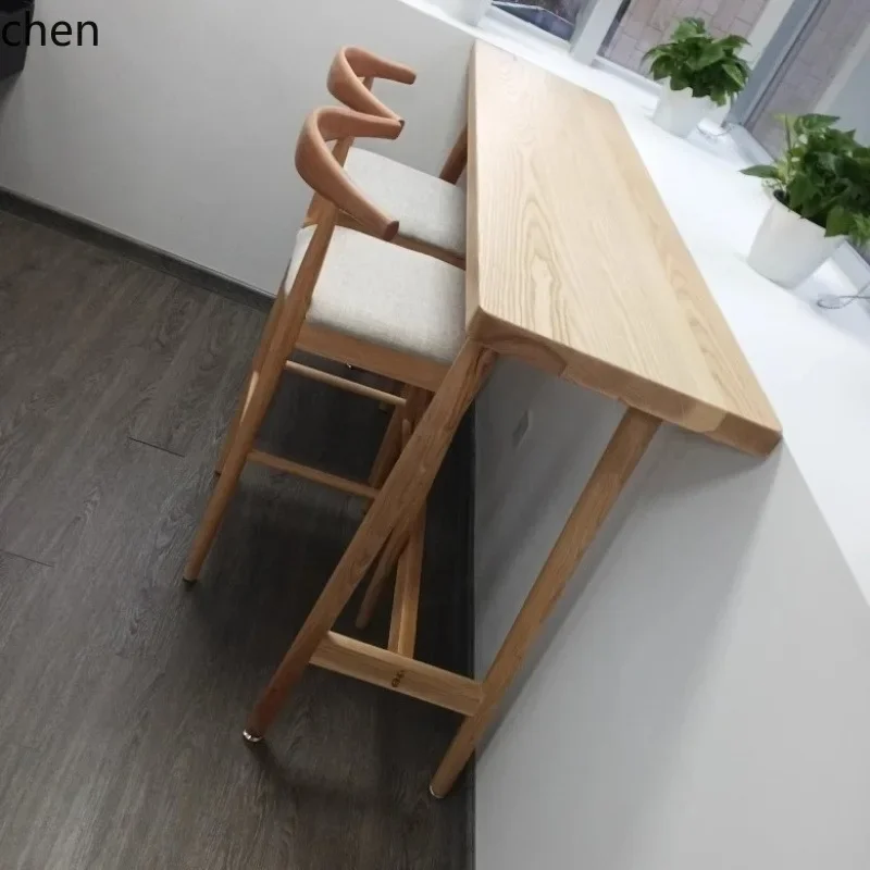 H1 Chaise de bar vintage en bois massif, design moderne et épuré, dossier haut, pour la maison ou comme chaise de réception pour salon de thé