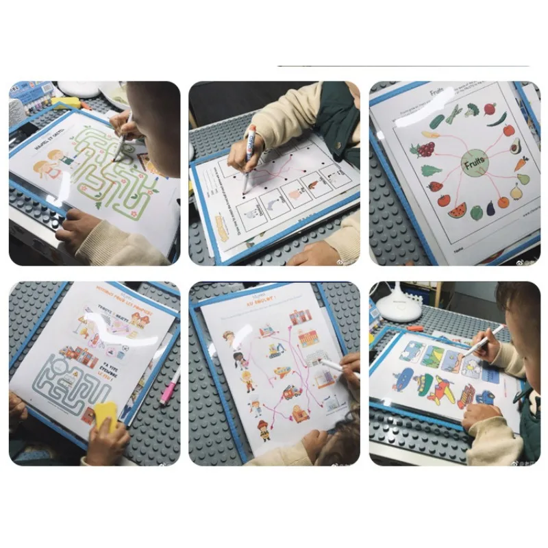 Waterproof Document Storage Pouch Reusable Dry Erasable File Bag Kids Transparent Diy Pockets Hanging File For Teaching Supplies