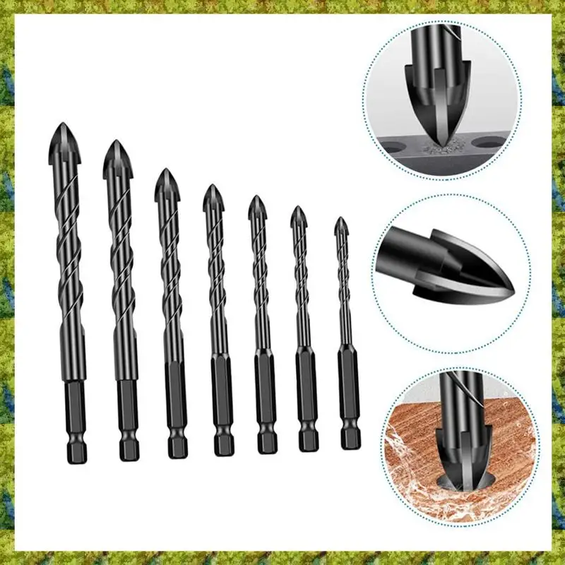 UISN 7Pcs Hex Shank Drill Bits Firewood Hand Drill Cone Multipurpose Drilling Bit Stepped Drill Bit Tile Drill Bit
