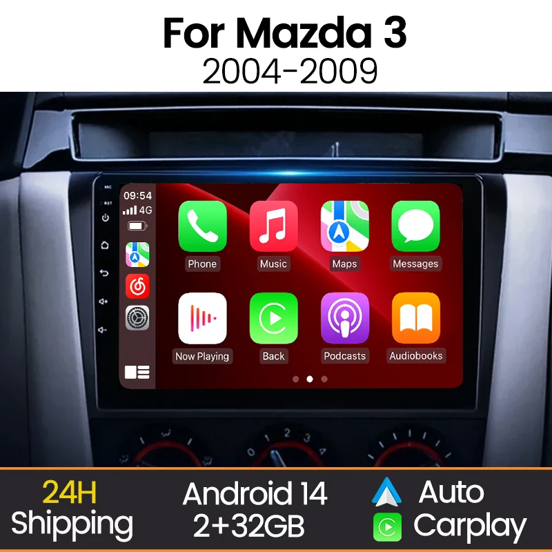 

Автомобильная мультимедийная система Android с экраном для Mazda 3 2004-2009, беспроводной Carplay, Auto, WIFI, BT, RDS, GPS-навигация