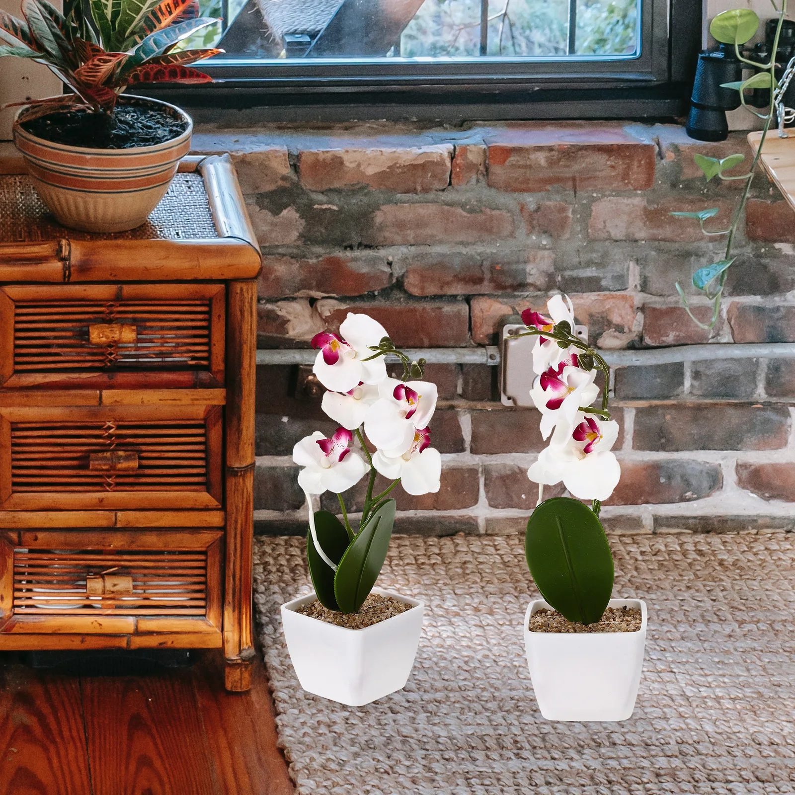 

Simulated Phalaenopsis Bonsai Artificial Flower Fake Orchid Potted Plant Lifelike Decor For Home Party Banquet