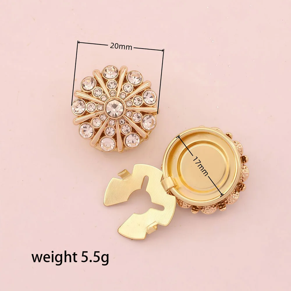 one piece Rhinestone Flower Button Covers Cufflinks Shirt Sleeve Button Collar Clips Button Decoration DIY Clothes Accessories