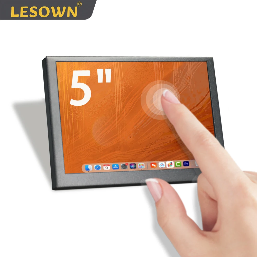 LESOWN mini Monitor 5 inch HDMI Portable LCD Touch Screen Display with Metal Case IPS 800x480 Second Screen for Laptop PC