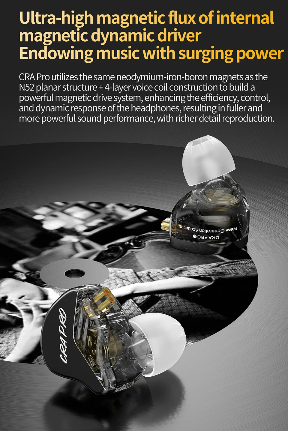 CCA CRA PRO kabelgebundene dynamische Kopfhörer, dynamische In-Ear-Kopfhörer, Sportmusik, Spiele, Subwoofer-Kopfhörer – Detail 6