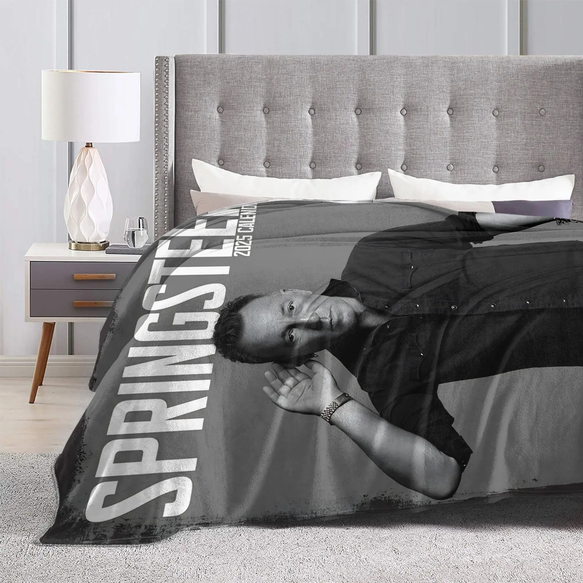 Bruce The E Street Band Springsteen Flannel Blankets Rock Band 80s Awesome Throw Blanket for Home Hotel Sofa  125*100cm Quilt