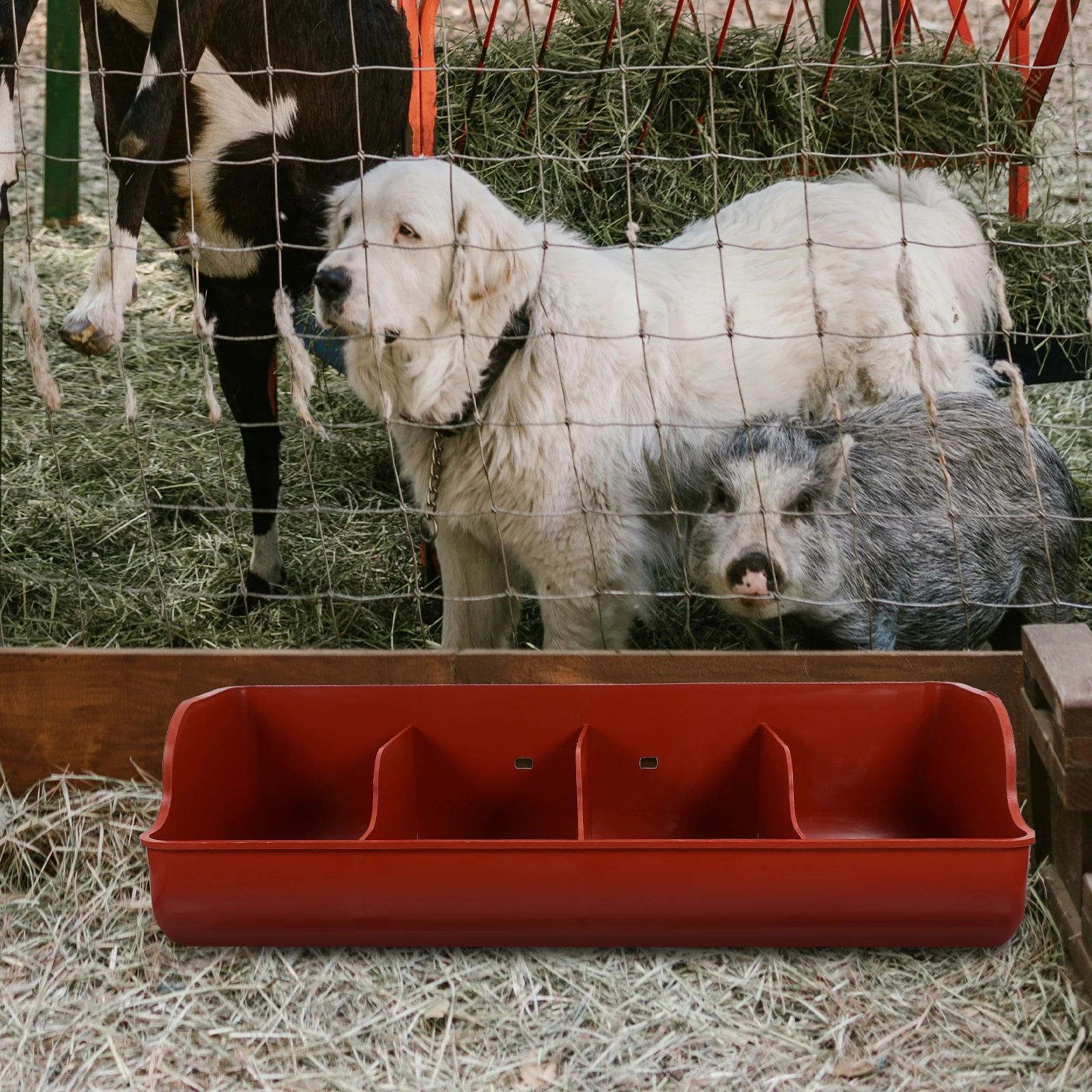 

Pig Feeder MultiSlots Goat Chicken Horse Troughs Water Containers Buckets Farm Livestock Supplies Practical Design
