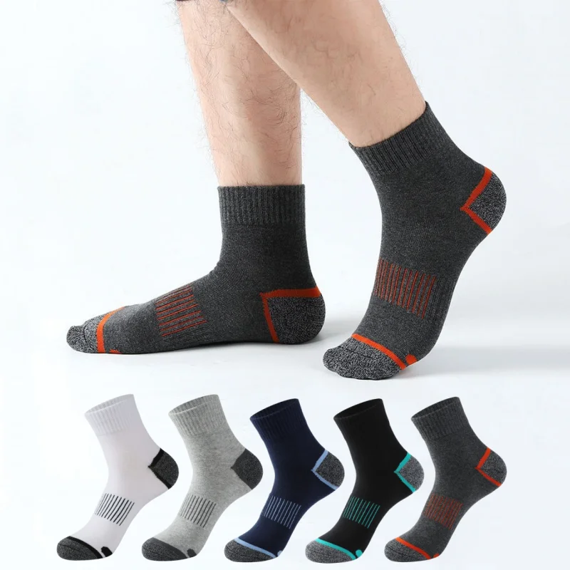1/3/5 Paar Herren-Sportsocken aus Baumwolle, elastischer Bund, rutschfest, atmungsaktiv, feuchtigkeitsableitend, Farbblock-Crew-Socken, EU 38–45