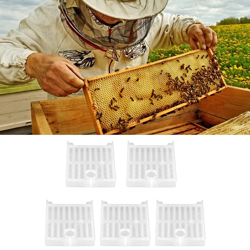 صنع قفص تربية النحل قفص النحل المتحرك قفص الماسك النحل قفص البلاستيك تربية النقل أداة ملحقات تربية النحل (5 قطعة)