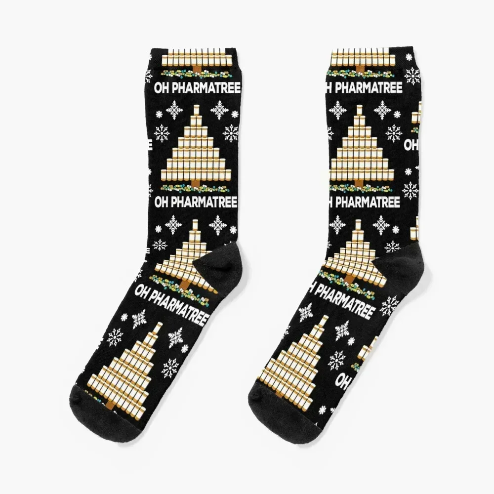 

Pharmacy Christmas Tree Medication Pharmacist Gift Idea Socks funny gifts happy Sports football Socks Women Men's