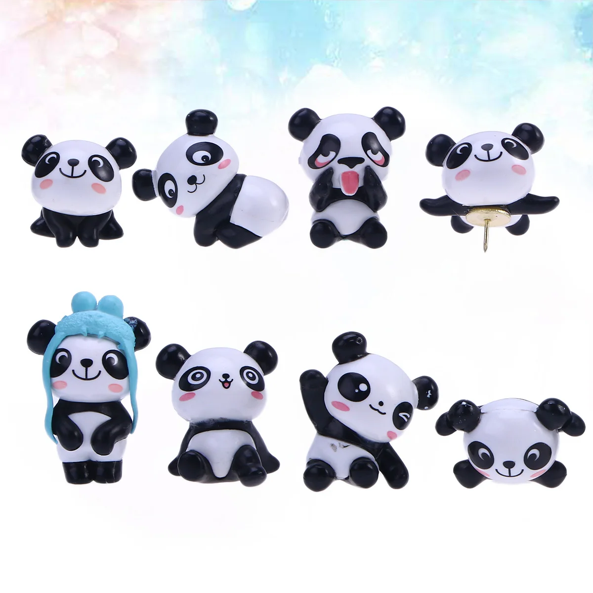 Chinchetas de plástico con diseño de Panda, chinchetas de dibujos animados para mapas, calendarios, pizarras blancas, dormitorios, oficinas, Pin de empuje de pared, 8 Uds.
