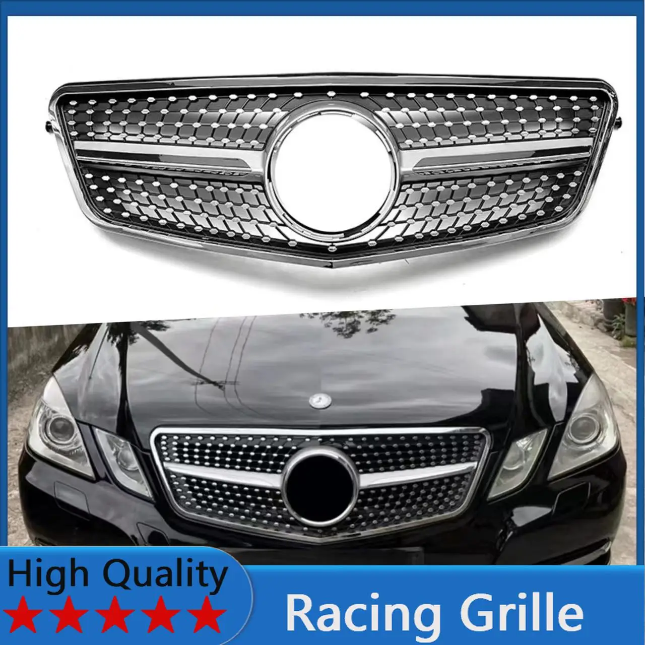 

Для Mercedes-Benz E-Class W212 2009-2013: Гоночная решетка радиатора, передний бампер, комплект обвеса - Стиль «Звездное небо»