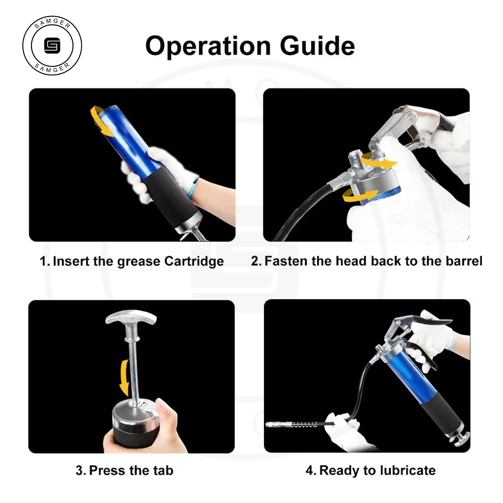 6000PSI Grease Gun 400CC Heavy Duty Pistol Grip W/12