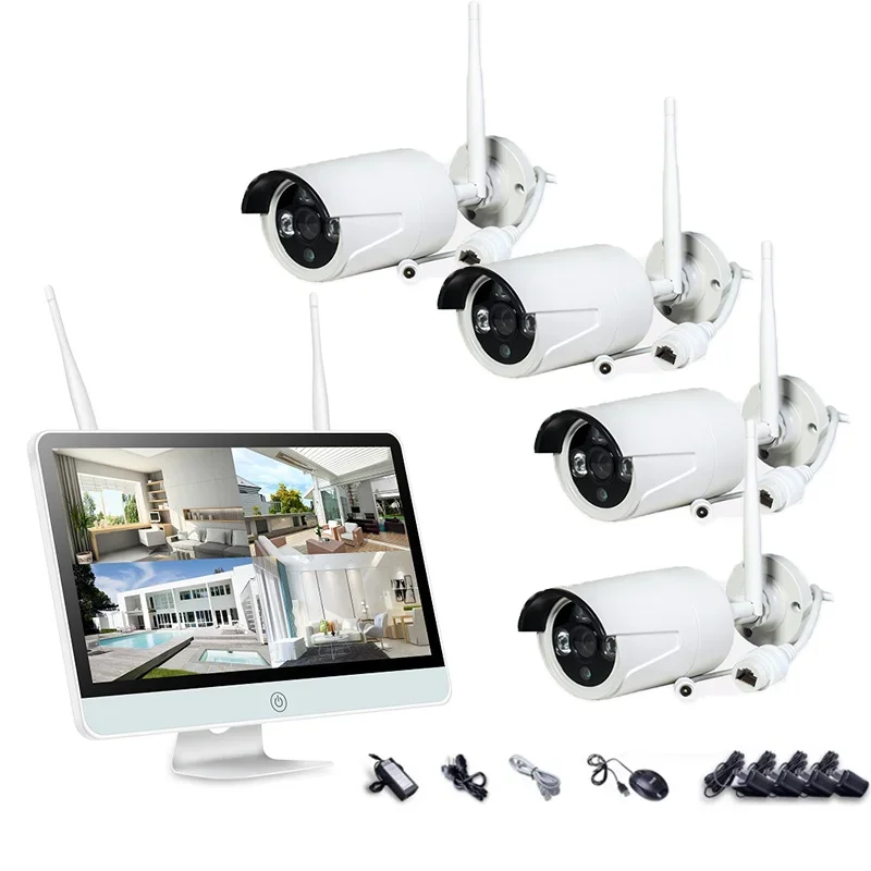 Wireless Outdoor Security Camera System 4CH 8CH 5MP CCTV WIFI Kit NVR with 15 inch Screen