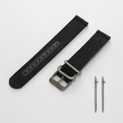 BERNY Correas de reloj de lona de liberación rápida con cierre de titanio Pulsera impermeable Reloj de cuero de nailon Correa con hebilla de titanio para hombres