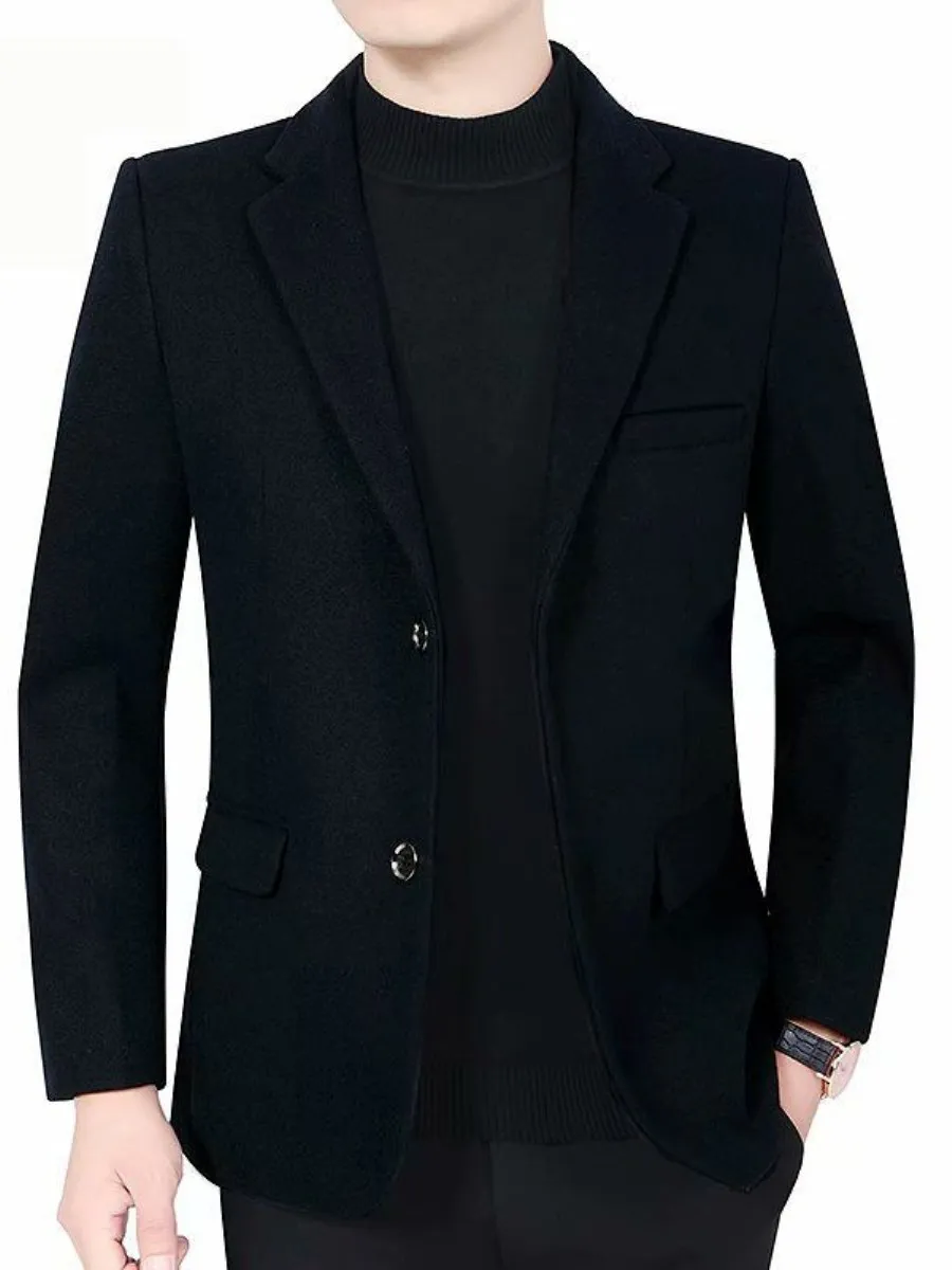 

Ele Men's Woolen Suit Jaet Sli Casual Busin Casual Slim Fit Autumn Winter Faionable Dad Clothes for Middle-Aged