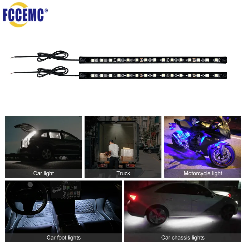 2pcs Car Ambient Lighting Strip Waterproof Motocycle Backlight Auto Decorative Atmosphere Neon Lamp Vehicle Accessories 12V