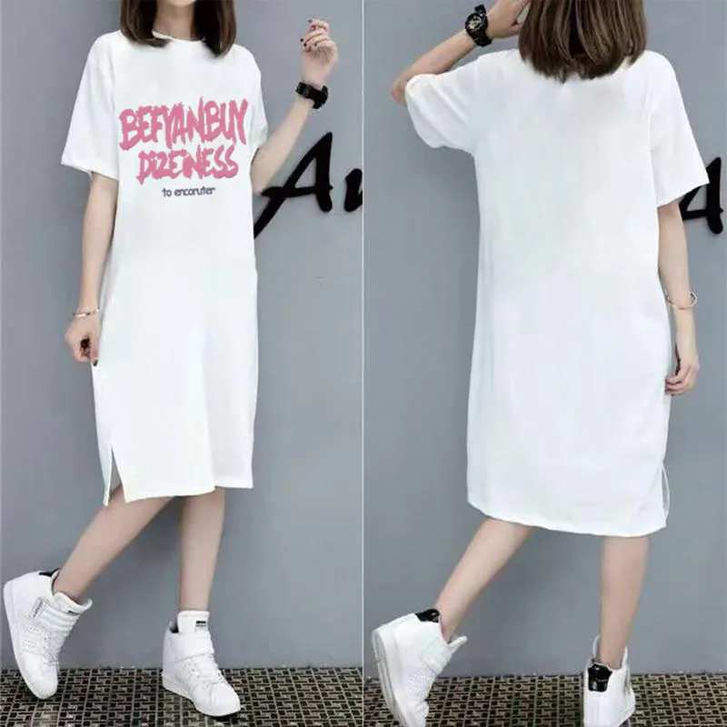 Summer Korean Letter Printing New Loose Short Sleeve Comfortable Women Maternity Dress