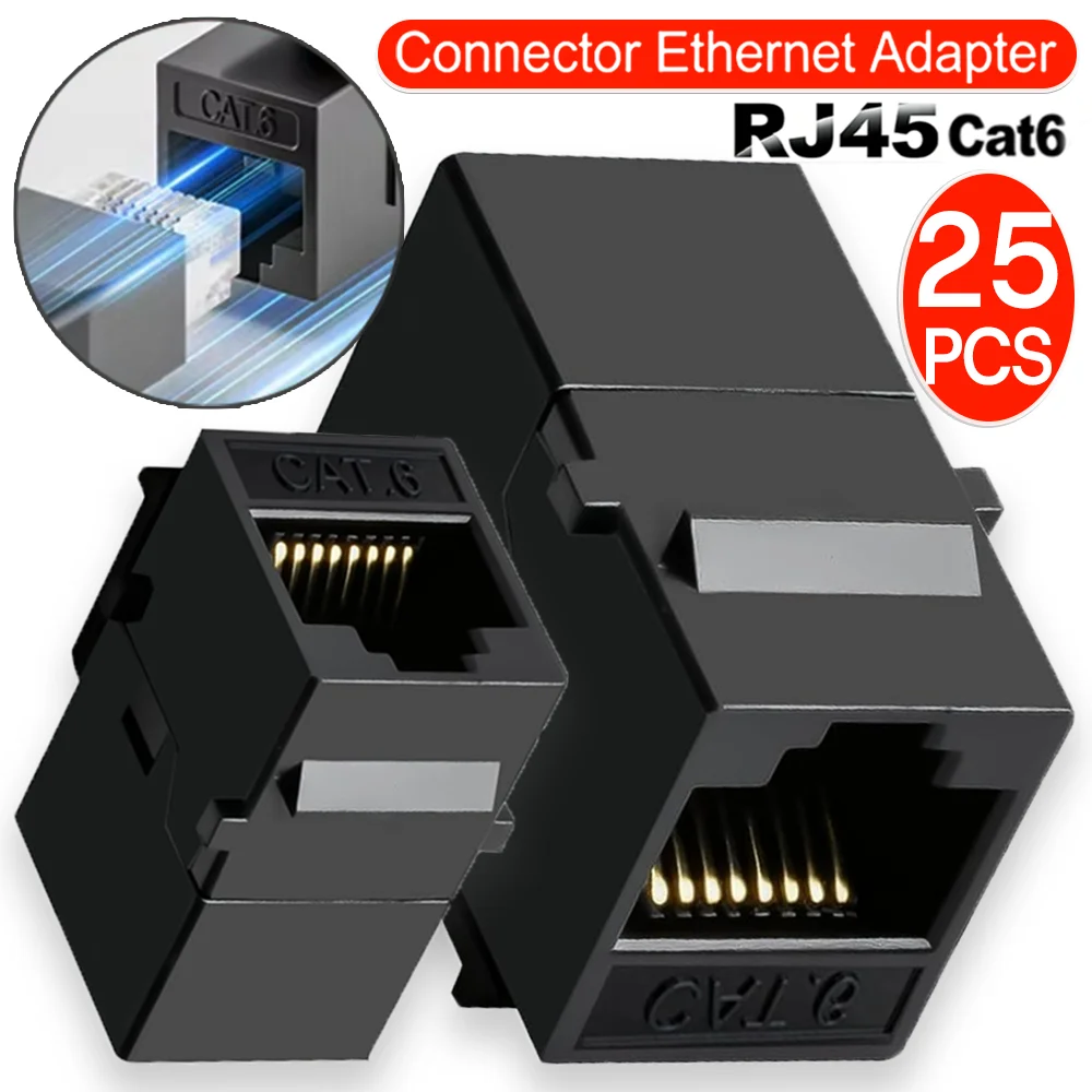1-25Pcs RJ45 CAT6 Ethernet Coupler Keystone Jack Straight-Through Keystone Module RJ45 Cat6 Extender Adapter Couplers Connectors
