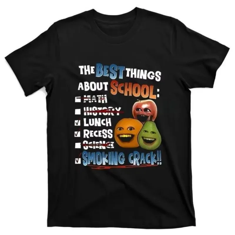 Annoying Orange Crack Shirt Fun School Moments T-shirt Cotton Round-neck Short-sleeved Top Trendy Outdoor Sports