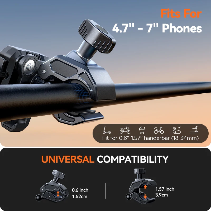 Joyroom Motorcycle Phone Holder Universal Shockproof Bike Phone Holder 360° View Half Enclosure GPS Bracket For 4.7