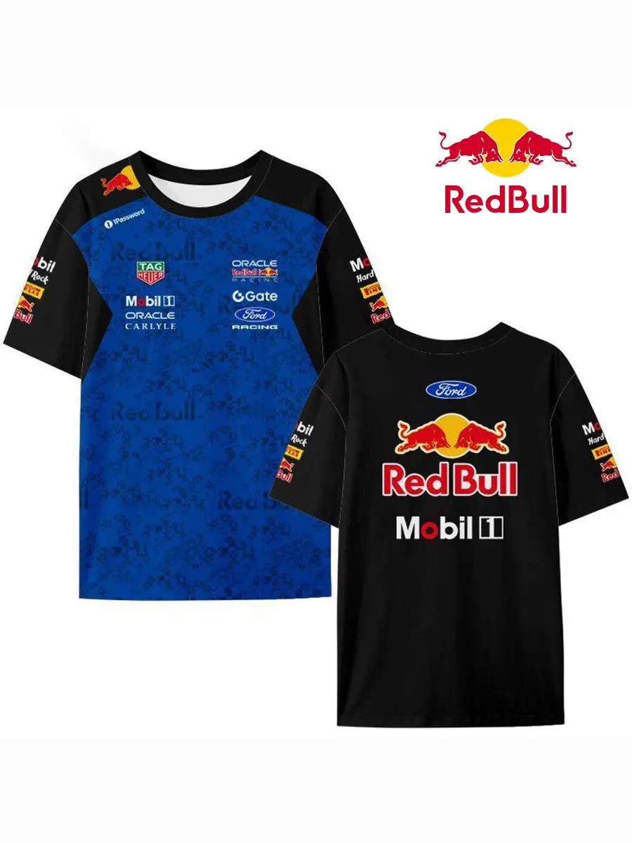 26-27 Adult Child Sport Quick-Drying Red Bull F1 Racing T-shirt Men Women Breathable Formula 1 Short Sleeve Family T-shirt