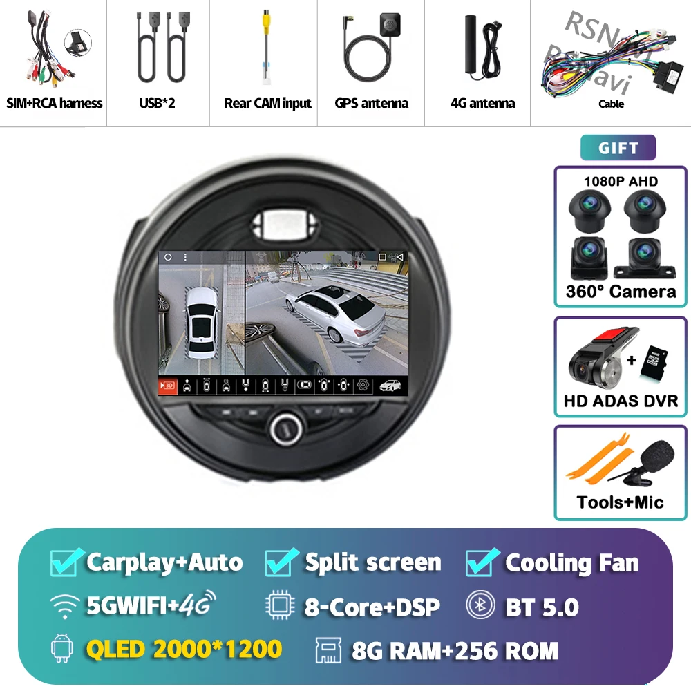 Android 15 Carplay Auto 2K Scherm Autoradio Multimedia Speler Voor BMW MINI Cooper F54 F55 F56 F60 2015 - 2019 Autoradio Stereo