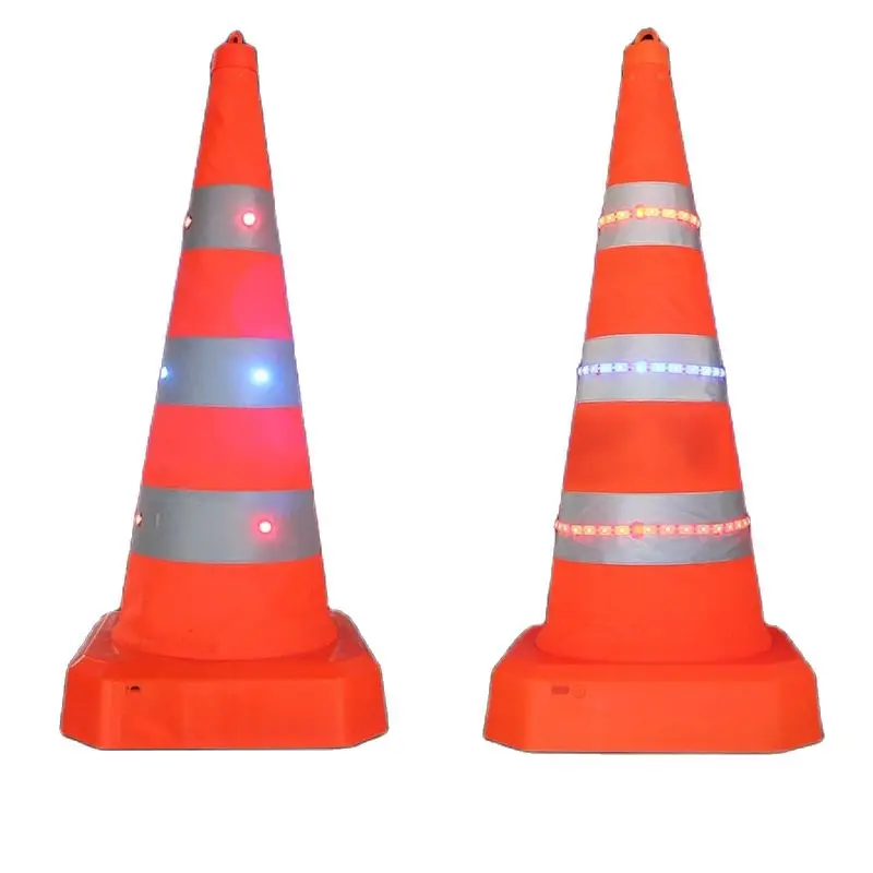 

70cm Rechargeable Roadblock Telescopic Foldable Reflective Traffic Safety Cone With LED Light