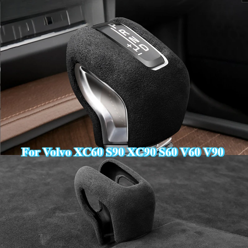 

For Volvo XC60 S90 XC90 S60 V60 V90 2015-2024 Car Gear Shift Knob Cover Suede Leather Trim Frame Sticker Interior Accessories