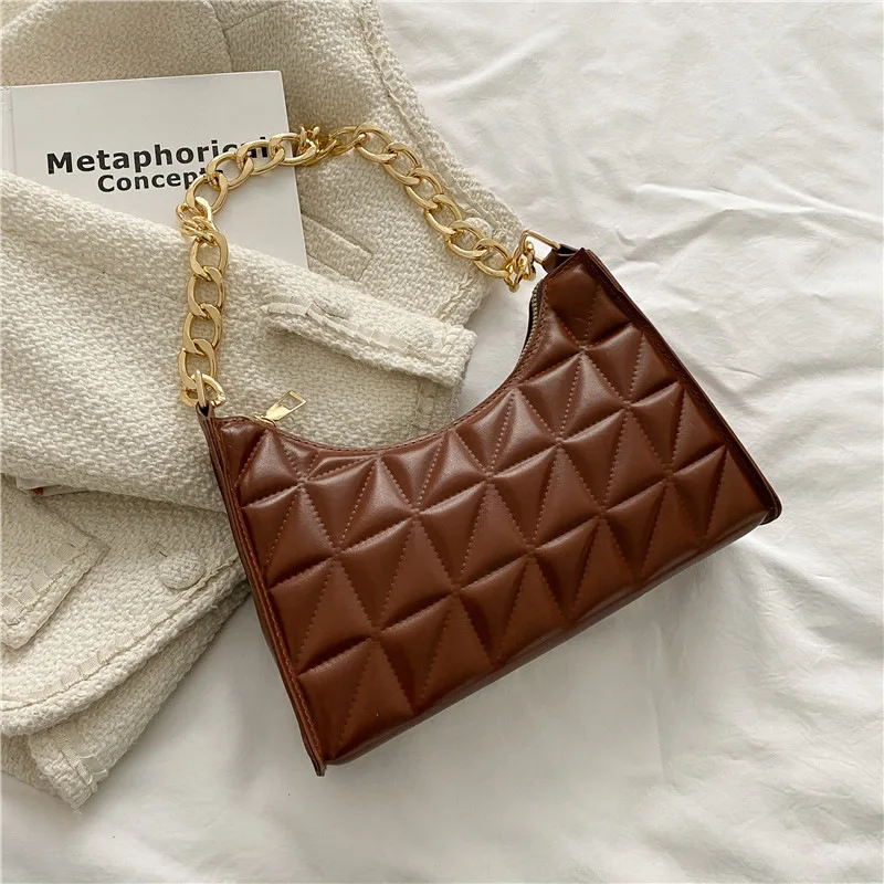 Women Shoulder Bag Diamond Bag Niche Chain Handbag Fashion Texture Shopping Bag All-match Niche Chain Lady Synthetic Leather