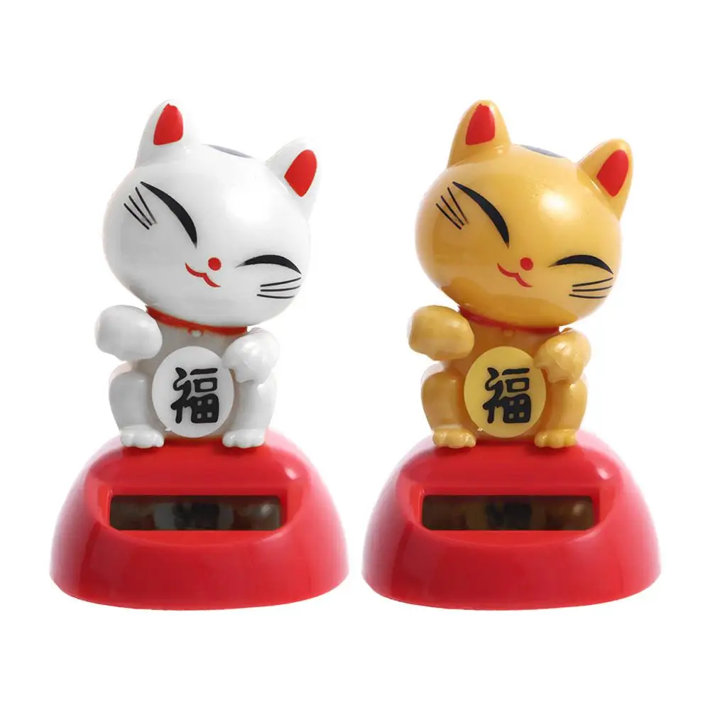 Classic Swing  Home Decor Figurine Statue Solar  Shaking Head Swing  Lucky Cat Model  Dancing Lucky Cat Figure