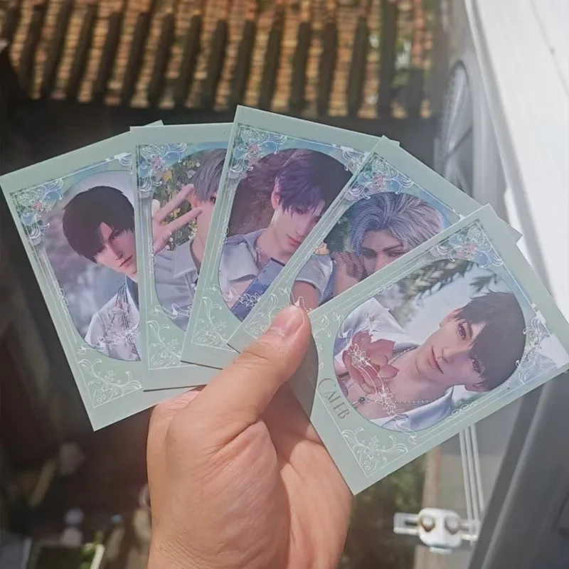 5Pcs/Set Spring flowers Love and Deepspace Laser Card Xavier Zayne Rafayel ralayo Sylus Caleb Cosplay Rounded Corners LOMO Card