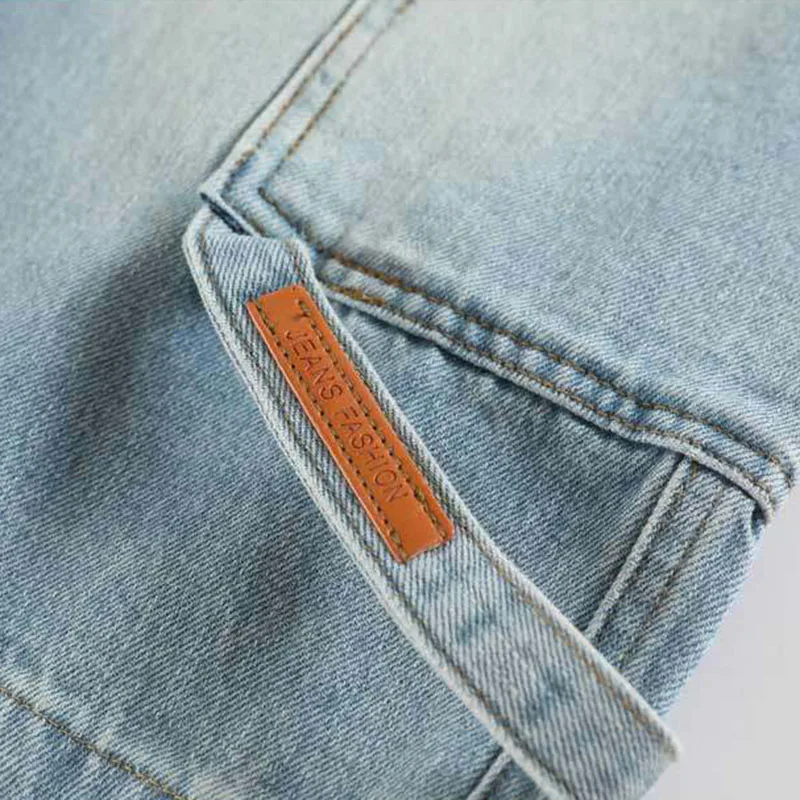 Y2K Blue Washed Cargo Wide Leg Shorts 2026 Women High Waist Pocketed Jeans Shorts New Knee Length Casual Summer Denim Pants Lady view 6