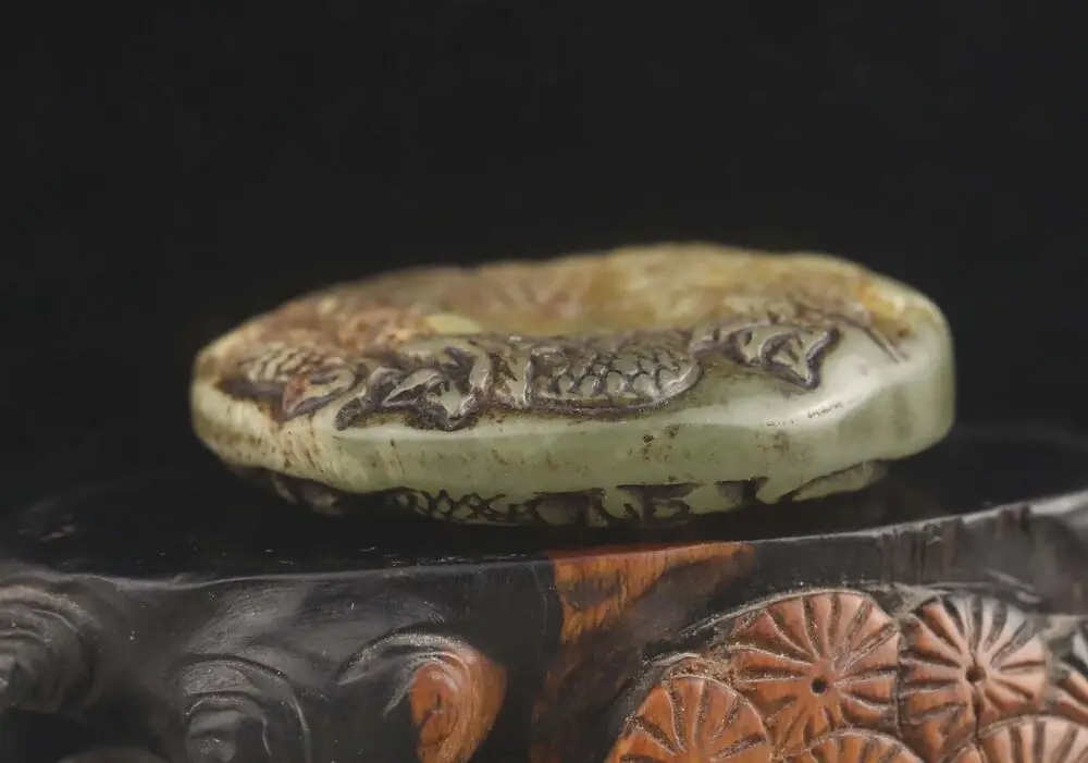 Old natural jade hand-carved statue of five dragon Statue