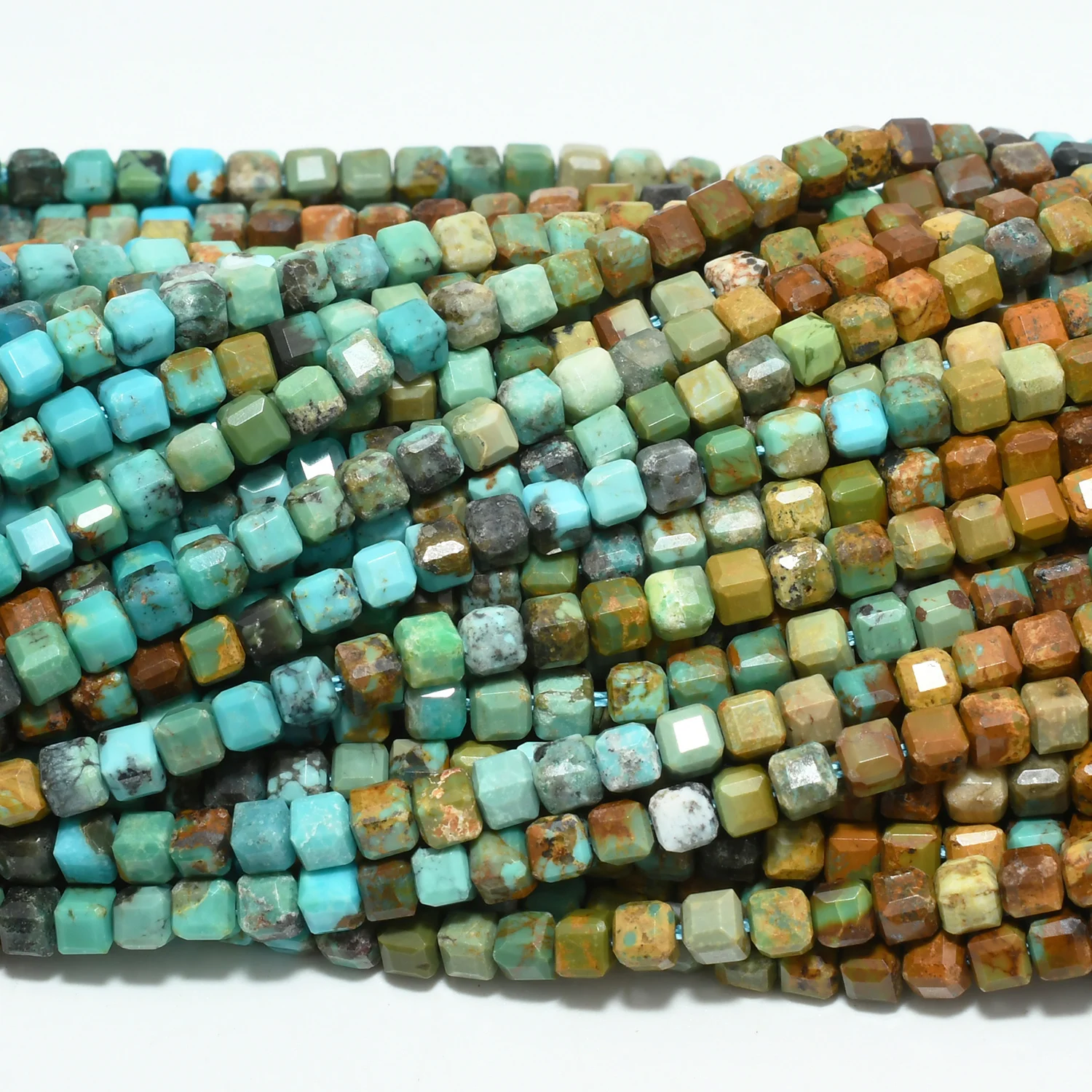 Natura Hubei Turquoise Edge Faceted Cube Beads 3mm-3.2mm, Selected Color