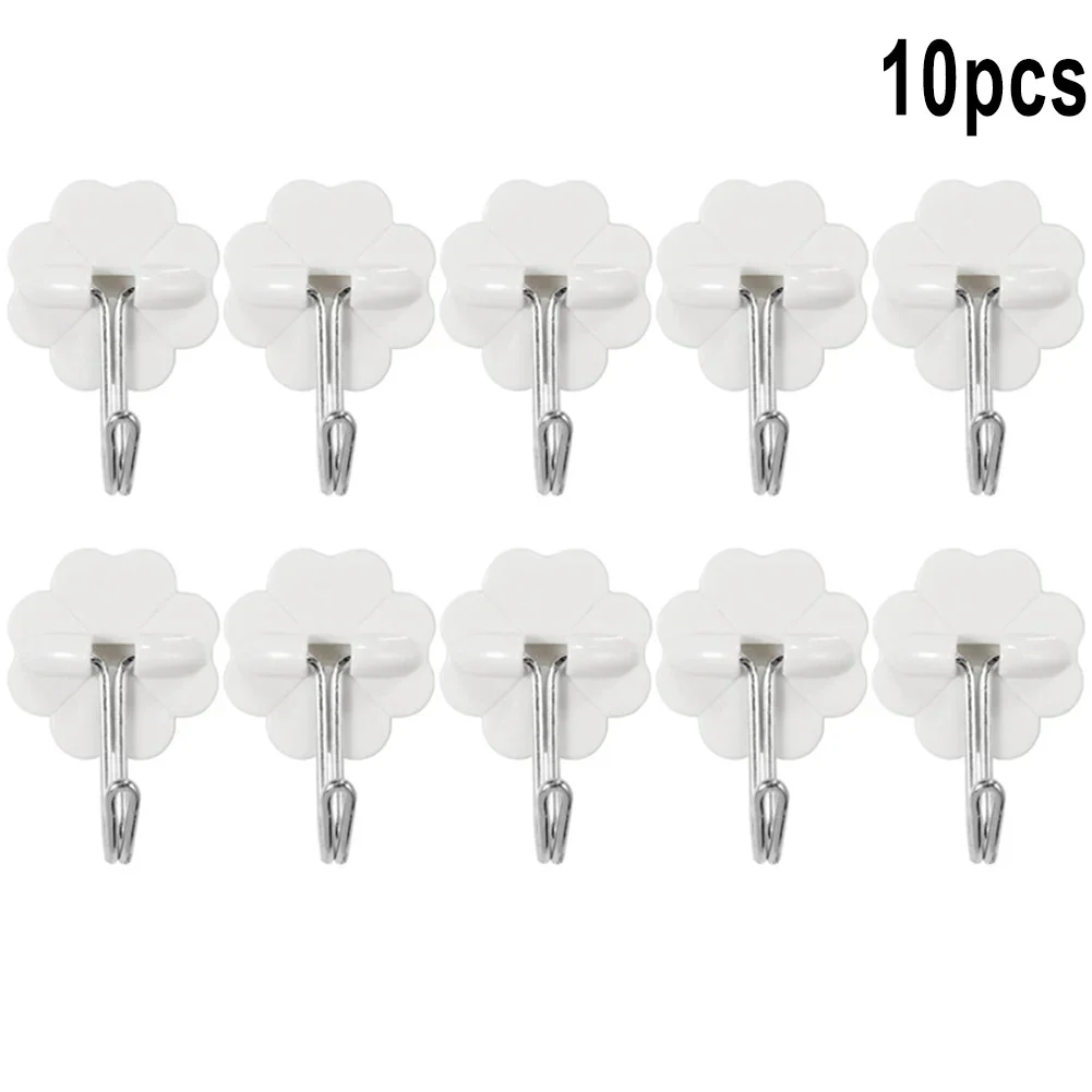 10Pcs Self-Adhesive Hooks U-Shaped Transparent Wall Hook Sticky Towel Racks For Bathroom Kitchen Key Holder Hanging Shelf