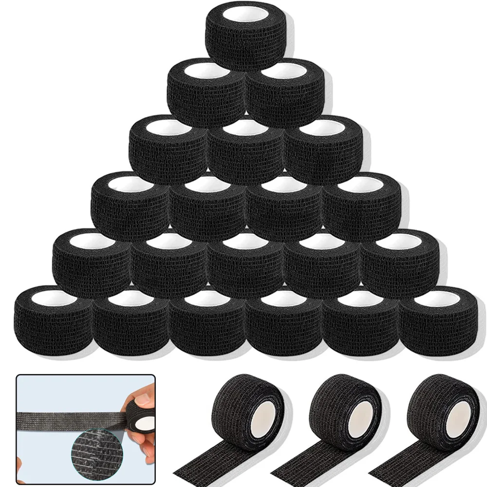 

Tattoo Grip Cover Black Self-Adhesive Elastic Bandage Roll Disposable Tattoo Grip Tube Tapes for Sports Wrist Ankle Tattoo Grip