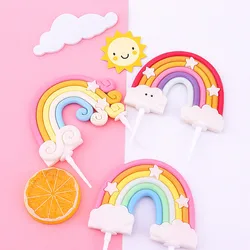 Regenboog Verjaardagstaart Decoratie Leuke Cartoon Regenboog Cake Toppers Kids Meisjes Gelukkig Rainbow Cloud Eenhoorn Verjaardag Cupcake Decor