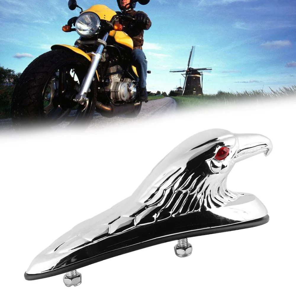 Classic 6mm Bolts Size Eagle Head Ornament Front Bonnet Mount Chrome Finish Motorcycle Mudguard Statue Front Decor Front Mount