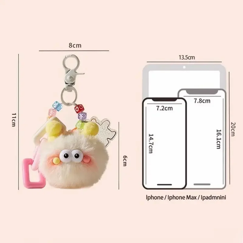 Creative Cute Fluffy Briquettes Pendant Car Keychain Schoolbag Bag Cartoon Doll Jewelry Plush Doll Cute Lanyard Landyard