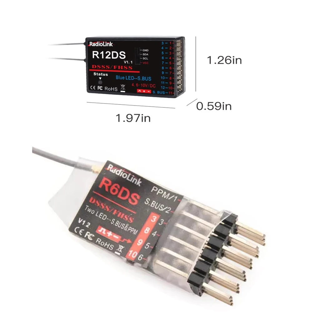 

Radiolink R12DSM R12DS R9DS R8FM R6DSM R6DS R6FG R7FG Rc Receiver 2.4G Signal for RC Transmitter