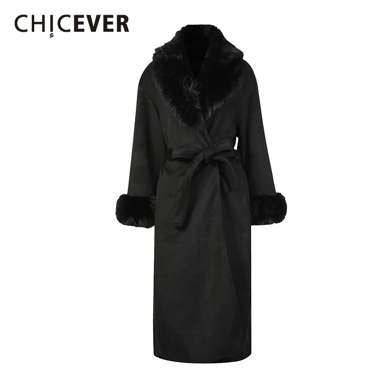 

CHICEVER Solid Spliced Bandage Jacket Female Lapel Long Sleeve Loose Commute Streetwear Women's Jackets Autumn Fashion New Style