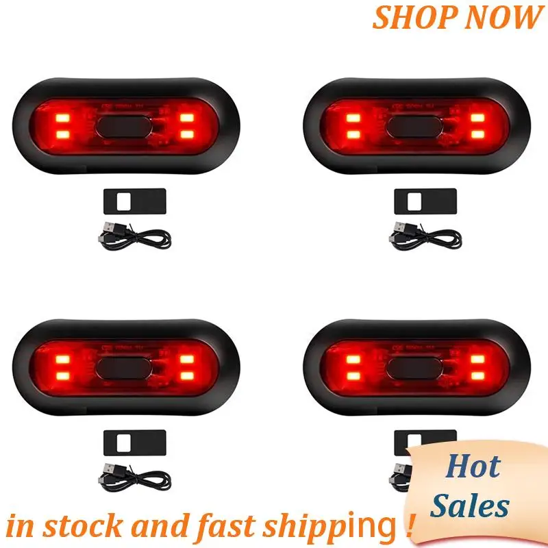 

ABVB-4X LED Helmet Light,Motorcycle Helmet Brake Light Rechargeable Bike Rear Red Safety Warning Light For Night Riding