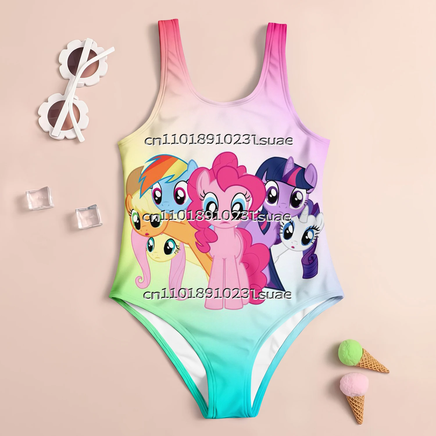 

Summer Miniso Fashion Children's Cute Swimsuit Women's Cartoon Casual Baby Girl Beach Wear Sunscreen Swimming Set Party Swimsuit
