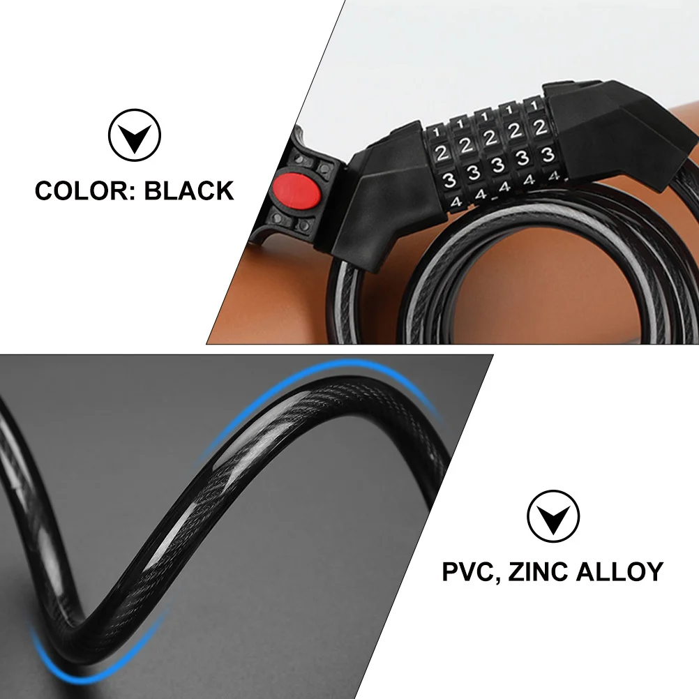 

Security Bike Lock 5-Digit Combination Code Lock Strong Steel Cable with PVC Coating for Outdoor Cycling Use Padlock