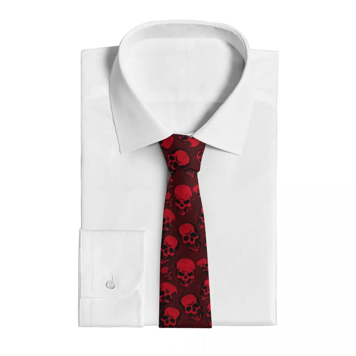 Red Skull Print Tie Cartoon Fashion Business Neck Ties Cool Fashion Neck Tie For Adult Graphic Collar Tie Necktie Birthday Gift