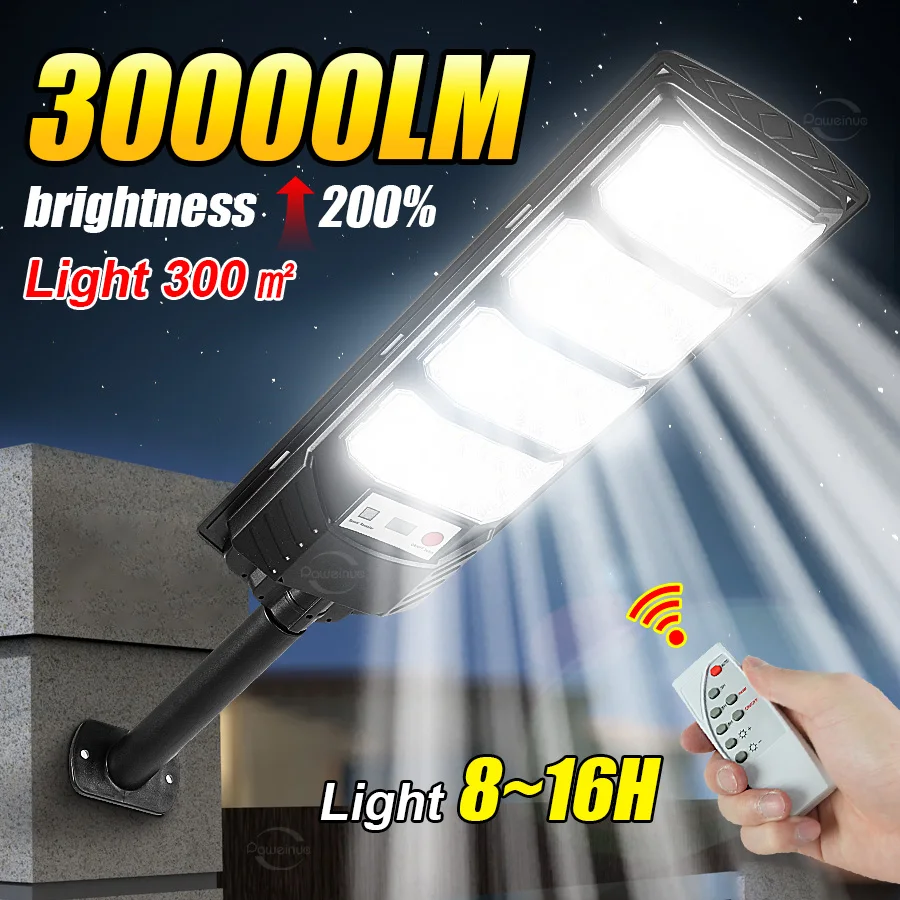 2025 30000LM Outdoor Solar Spotlights Wall Lights Always on for 20 Hours Street Courtyard Outdoor Solar Lamp with Motion Sensor