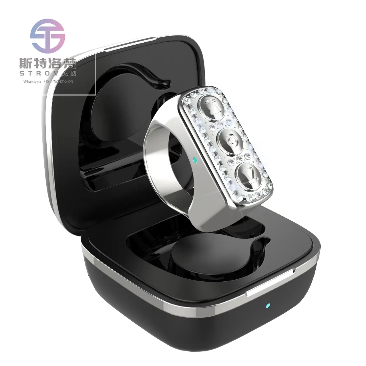 

2024 New Arrivals Smart Diamond Ring with Wireless Remote Control TikTok Scrolling Ring Plastic Case App Controlled