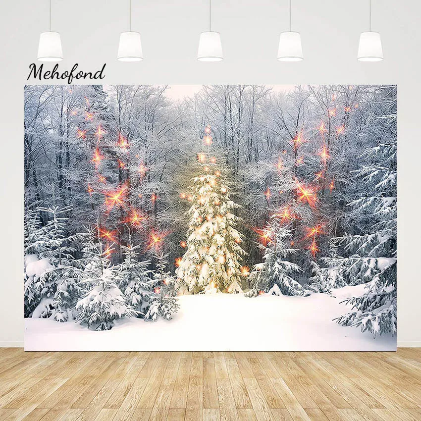 Mehofond Winter Snow Forest Natural Landscape Backdrop for Kid Adult Portrait White Snowfield Photography Background Photocall