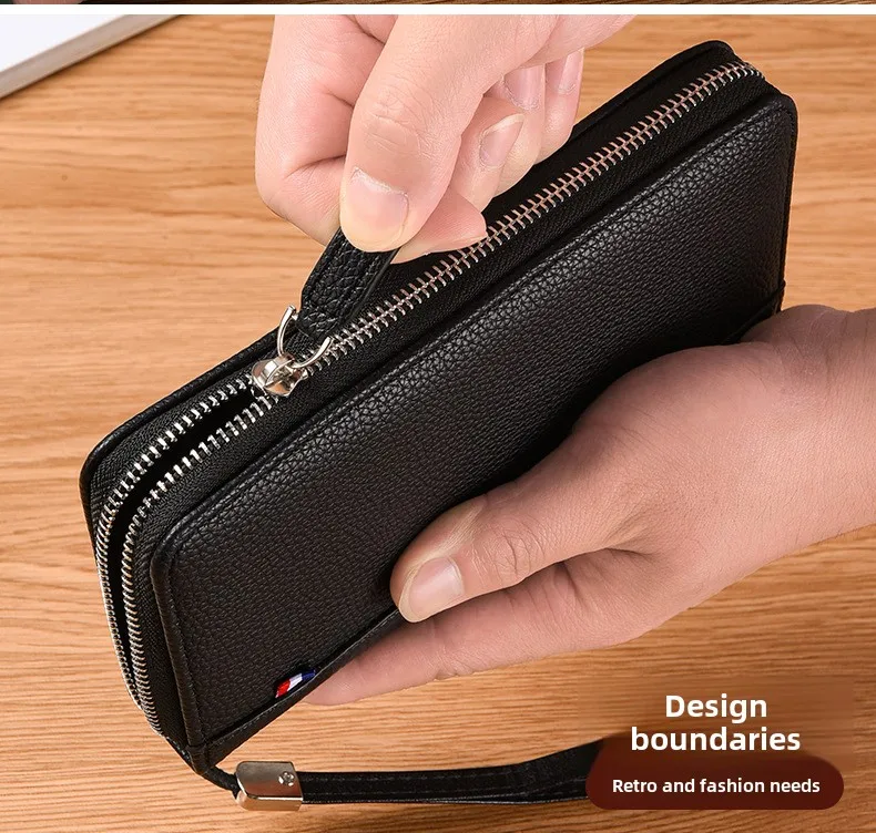 Mode männer Brieftasche Lange Zip Karte Halter Business Casual Geldbörse Für Jugend Koreanischen Stil Multi-Tasche Schlanke Handtasche – Detail 2