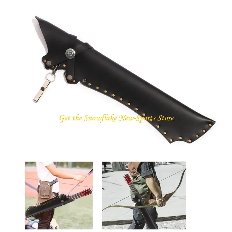 

E56D Archerys Quiver Holder Medieval PU Leather Belt Quiver Bag with Hook